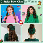 Hair Accessories Kit for Women, 27 PCS Set Included Hair Scrunchies, Claw Clips, Bow Clips, Hair Brush and Headband Hair Gift for Women (Dark Green)