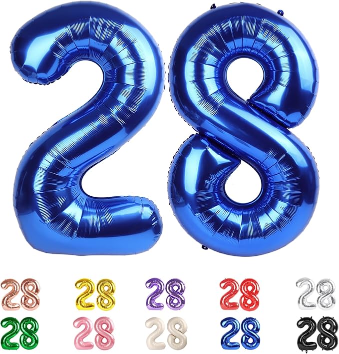 28 Balloon Numbers 40Inch for 28 Year Old Birthday Decorations, Dark Blue | by Mluchee