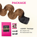 Lashey Seamless Clip in Hair Extensions Human Hair 130g 9pcs 18 Inch Body Wave Ombre Natural Black to Medium Auburn Clip in Hair Extensions for Women