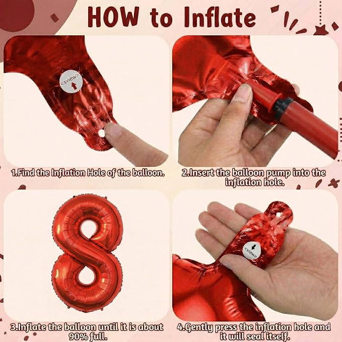 Red Number 8 Balloon 40 Inch, Foil Numeral - Image 5