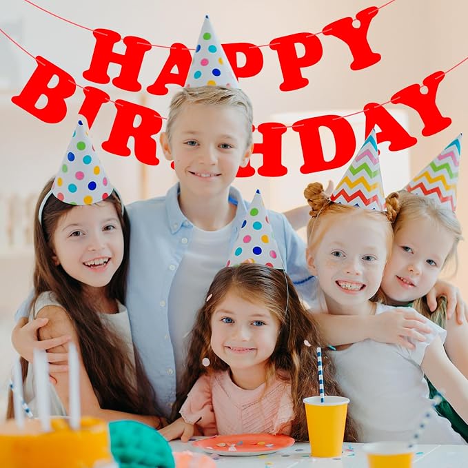 Red Happy Birthday Banner Sign Birthday Party Supplies Party Background - Image 6