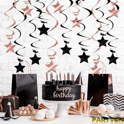 Rose Gold Black Hanging Swirl Decorations - Image 4