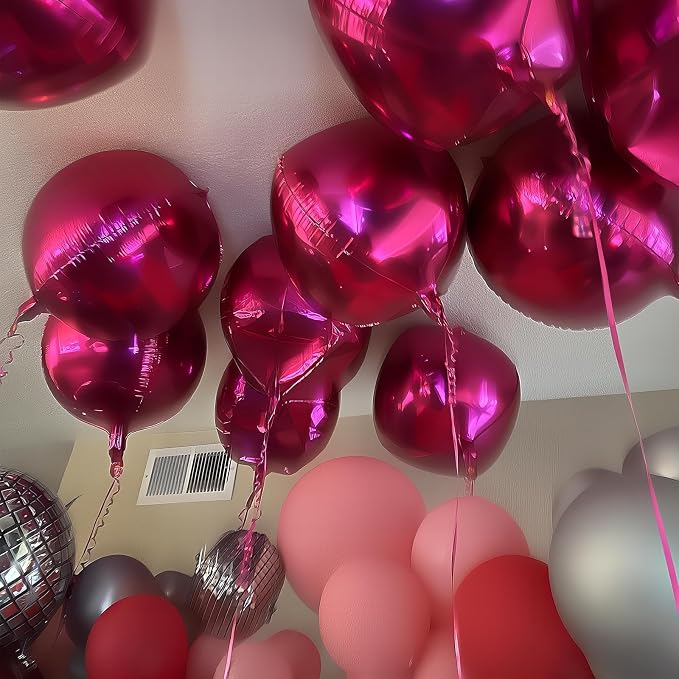 12Pcs Hot Pink Round Foil Balloons, Metallic Pink Foil Balloon - Image 5