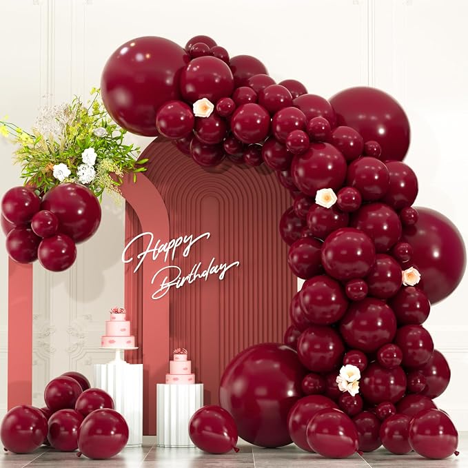104pcs Burgundy Balloon Garland Arch Kit Different Sizes 18/12/10/5 Inch | by OWPFJG