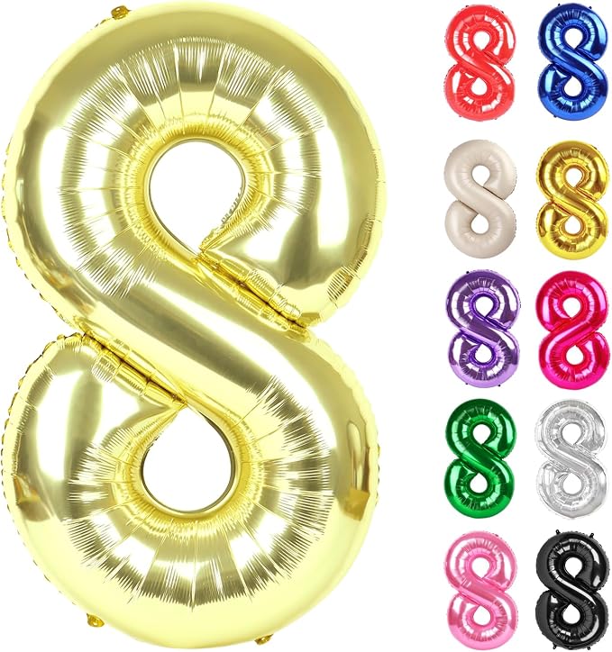 Champagne Gold Number 8 Balloon 40 Inch by IWERP