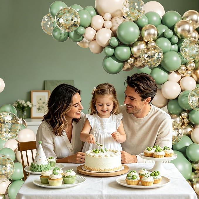 Sage Green Gold Balloons Arch Kit - Image 2