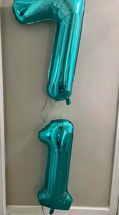 7 Balloon Numbers Party Decorations, 40In Blue-green Balloons - Image 4