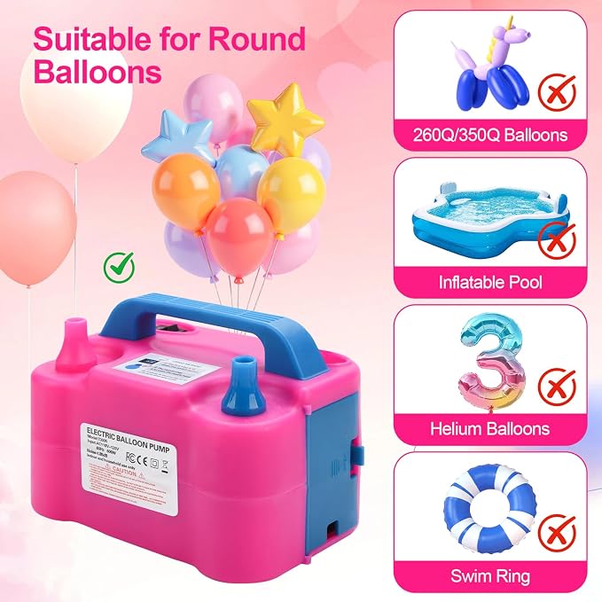 Balloon Pump Electric, 110V 600W Balloon Blower Inflator Dual Nozzle Air Pump - Image 5