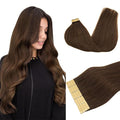 DOORES 20pcs Hair Extensions Tape in Chocolate Brown 50g 22 Inch Tape in Human Hair Extensions Straight Natural Real Hair Extensions Skin Weft