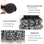 30 32 34 Inch Ombre Bundles Human Hair Grey Deep Wave Bundle Brazilian Virgin Remy Hair Extensions Double Weft 2 Tone Black and Silver Deep Wave Bundle Hair Weave 300g