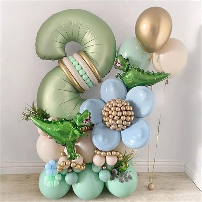 Sage Green 1 Balloons, 40 Inch Giant Olive Green Helium Foil Number 0-9 - Image 3