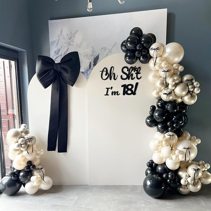 HILAVO Black and Sand White Balloon Arch Kit 105 Pcs Bow Balloon Garland - Image 3