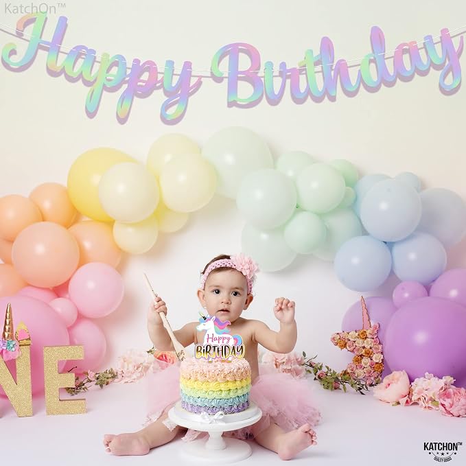 KatchOn Iridescent Happy Birthday Banner 10 Feet Pre-Strung | Happy Birthday - Image 5