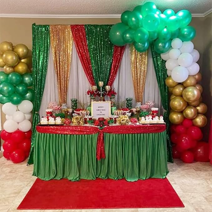 Green Sequin Backdrop 4 Panels 2FTx8FT Glitter Wedding Photo Backdrop | - Image 3