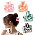 Checkered Hair Claw Clips - 4 PCS, 2 for Thin Hair, 2 for Thick Hair, Cute Clips for Women