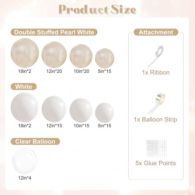 White Balloon Arch Kit for Wedding Bridal Shower Baby Shower Decorations | - Image 2