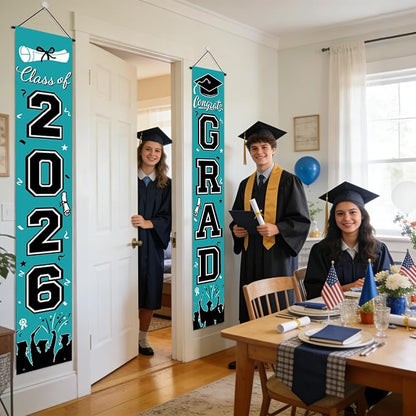 Graduation Banner Class of 2026, Teal Graduation Decorations 2026 Porch Banner - Image 6