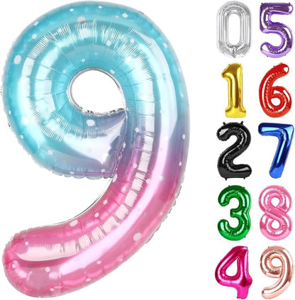 Starry Sky Number 9 Balloon 40 Inch, 9th Birthday Decorations Men Women | Foil by IWERP