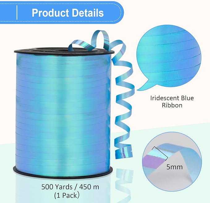 Light Blue Iridescent Curling Ribbon - Image 5