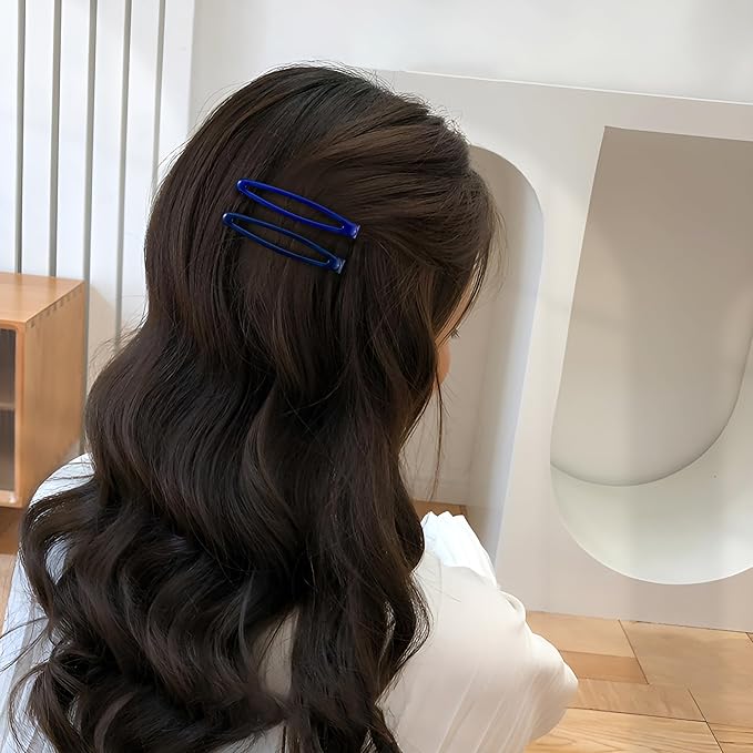 16 PCS Snap Hair Clips Metal Barrettes for Women Non Slip Barrettes for Thick and Thin Fine Hair,Bright Multiple Blue,2.36 x 0.43 Inches.