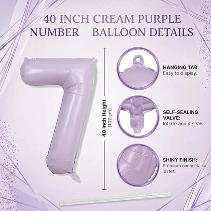 Cream Purple Number 17 Balloon 40 Inch, Foil Digits - Image 4