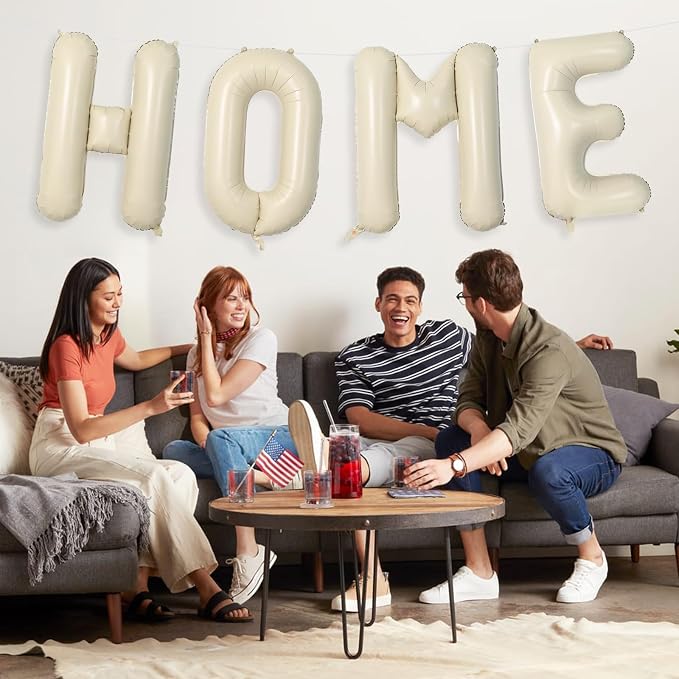 Cream HOME Balloons, 40 Inch Welcome HOME Letter Balloon Beige - Image 8