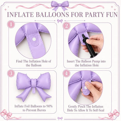 8Pcs Pink Purple Bow Foil Balloons, 21Inch Pink and Purple Bow Shaped Balloons - Image 7