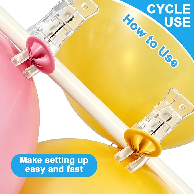 15 Pack Balloon Arch Clips, Transparent Plastic Spring Clamps - Image 5