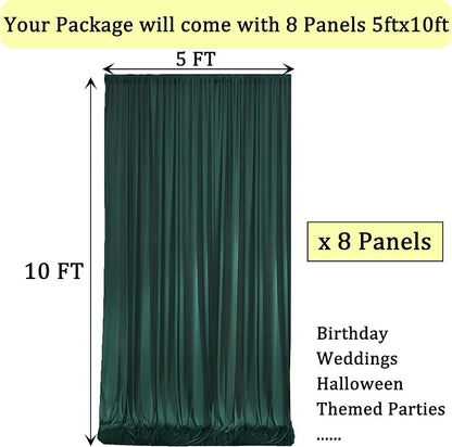40ft x 10ft Wrinkle Free Hunter Green Backdrop Curtains - Image 3