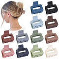 2 Inch Medium Hair Claw Clips 12 Pcs Square Hair Clips for Thin Hair Matte Nonslip Acrylic Banana Jaw Clips Bulk Hair Accessories for women and Girls - Multicolor