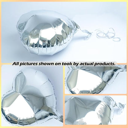 30 Pcs 18 Inch Silver Heart Foil Mylar Helium Balloons - Image 3
