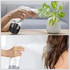2 Pack Glass Spray Bottles with Silicone Sleeve, 16 oz Empty Refillable Containers with Adjustable Spray Nozzles, Spray Bottles for Hair, Cleaning Solutions and Plants Black&Grey