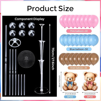 12 Sets Bear Balloon Stand Kit for Table Bear Baby Shower Centerpieces for - Image 3
