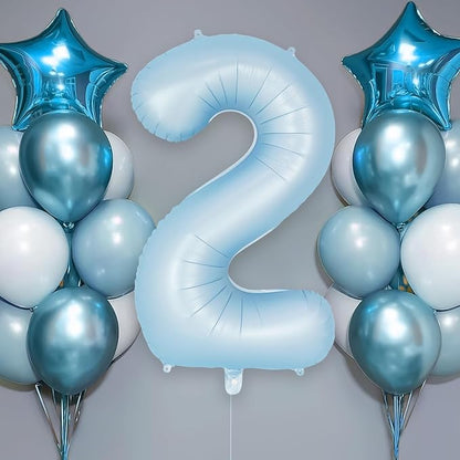 Light Blue Number 2 Balloon, 40 Inch Big Large Foil Number Balloons, Giant - Image 2