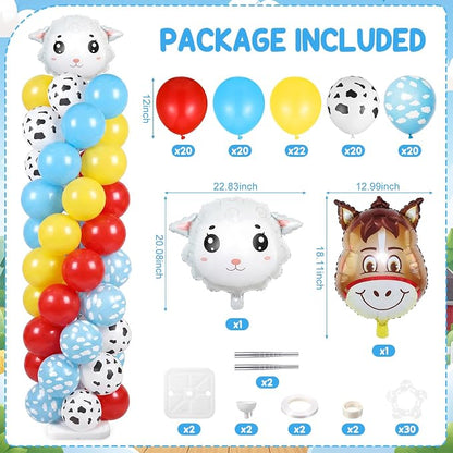 Skylety 2 Sets Cartoon Toy Balloon Column Stand Kit Adjustable Cartoon Farm Red - Image 2