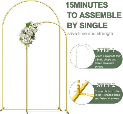 Wedding Arch Backdrop Stand Set of 2, 7.3FT & 6FT | Metal Arch Backdrop Stand - Image 4