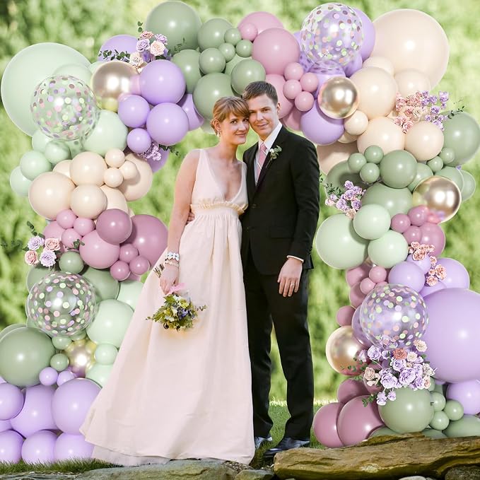 Ouddy Party Dusty Green Purple Pink Arch Garland Kit 18 12 10 5 Inch | - Image 5