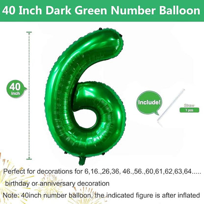 Green Number Balloons, 40 Inch Dark Green Balloon 6.6 Helium Balloon 6th - Image 2