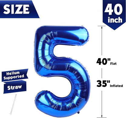 40 Inch Navy Blue Number 5 Balloon, 5th Blue Birthday Party Decorations | 40 - Image 5