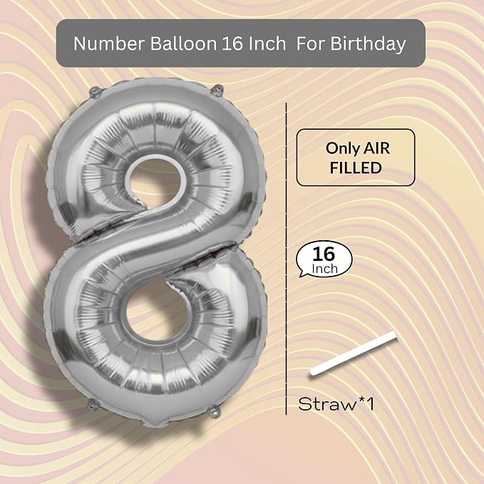 Pink Pearl Number Balloon 8 Mylar Foil Macaron Balloons 16 Inch - Image 8