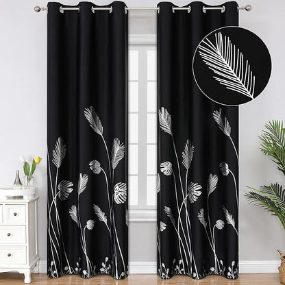 Black Blackout Curtains 84 Inch Long Light Blocking Curtains by ESTELARTEXTILER