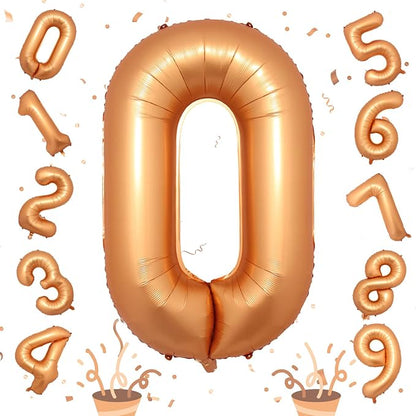 40 Inch Orange Number 0 Balloon, Foil 0 Number Balloons Decor, Giant Self by Isndare