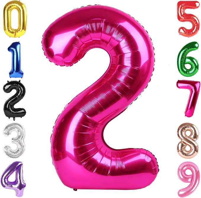40 Inch Hot Pink Number 2 Balloon, 2nd Birthday Party Decorations | 40 Inch Hot by Hadoife