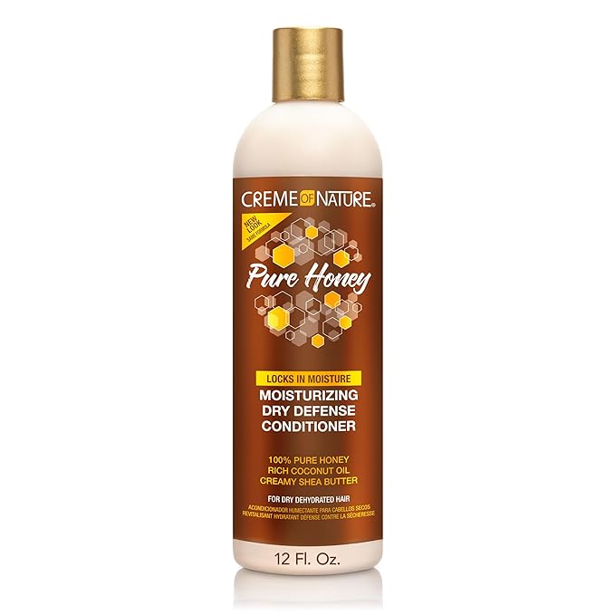 Creme of Nature Pure Honey Moisturizing Dry Defense Conditioner, Hydrates, Detangles & Softens Dry Hair, Haircare Gift for Women, Sulfate-Free, 12 oz