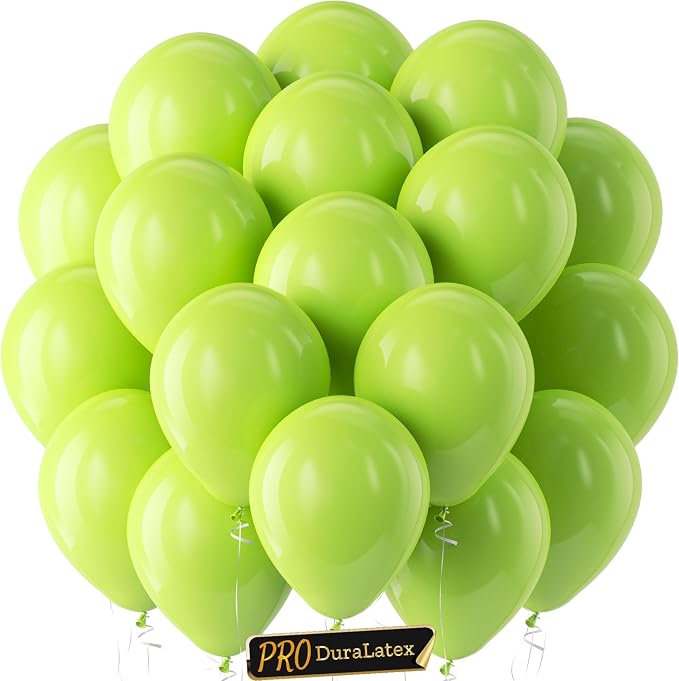 Pro Duralatex Lime Green Extra-Thick Balloons 120 Pack 10 inch | Light Pastel by Bezente