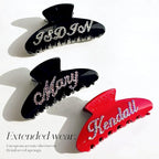 Personalized Colorful Name Hair Claw Clips for Women,Custom Hair Clips with Diamond,Cute Hair Accessories 4",Handmade Rhinestones Hair Clamp Gifts for Mom,Bride,Wife,Bridesmaid,Couples（Black）