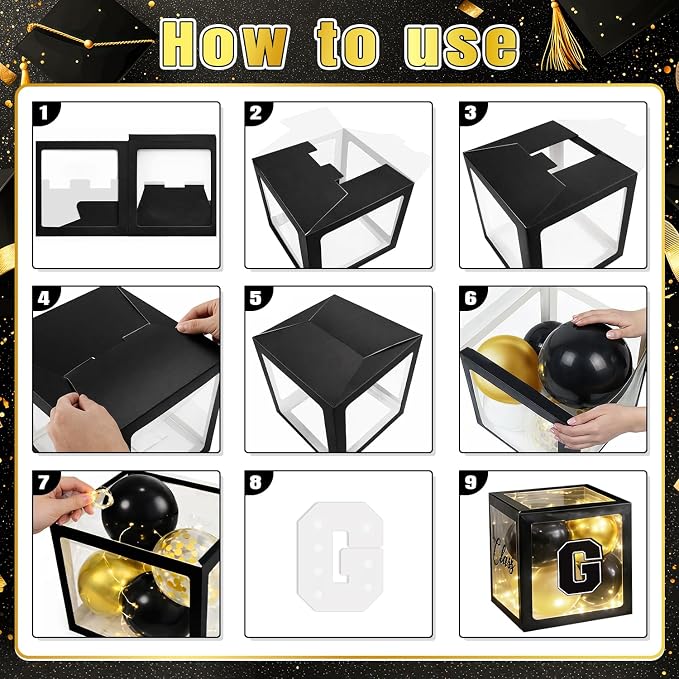 2026 Graduation Decorations Include String LED, Glitter Banner, 4 Black Balloon - Image 4
