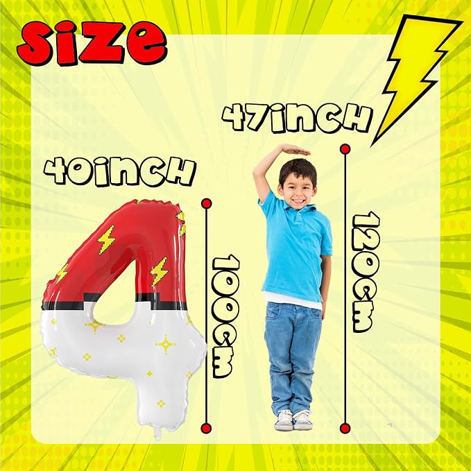 40 Inch Giant Red and White Cartoon Theme Number Foil Balloons - Image 3