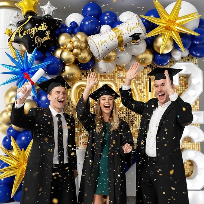 Royal Blue and Gold Graduation Balloons Garland Arch Kit 153Pcs, Graduation - Image 6