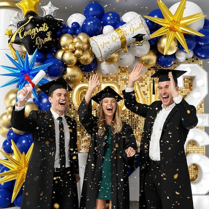 Royal Blue and Gold Graduation Balloons Garland Arch Kit 153Pcs, Graduation - Image 6